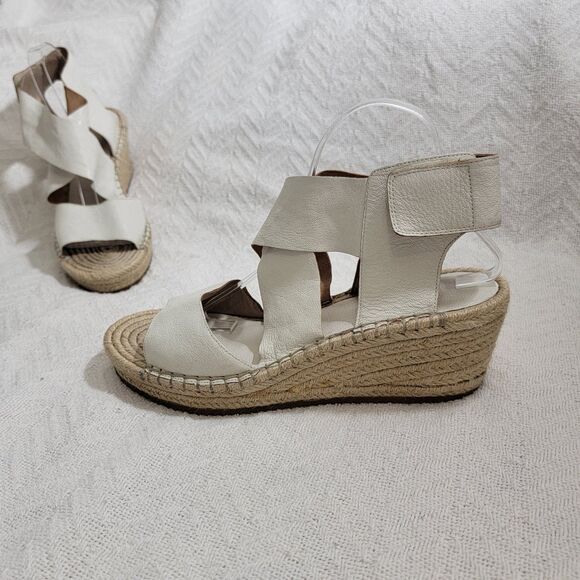 Eileen‎ Fisher Women's Willow Platform Wedge Espadrille Sandals Size 11 Ivory - Picture 2 of 16
